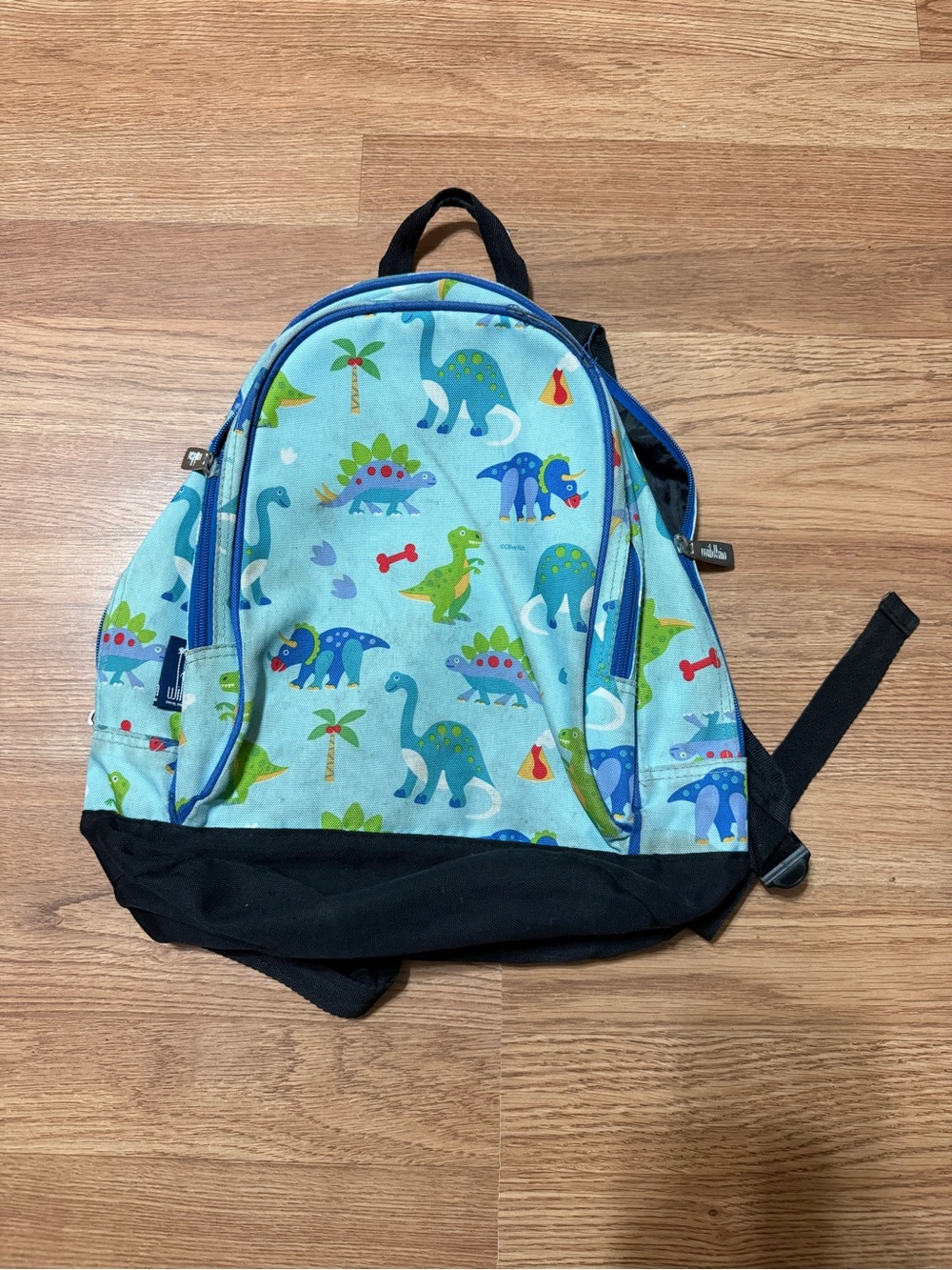 Light Blue Kids Dinosaur Backpack with Black Base